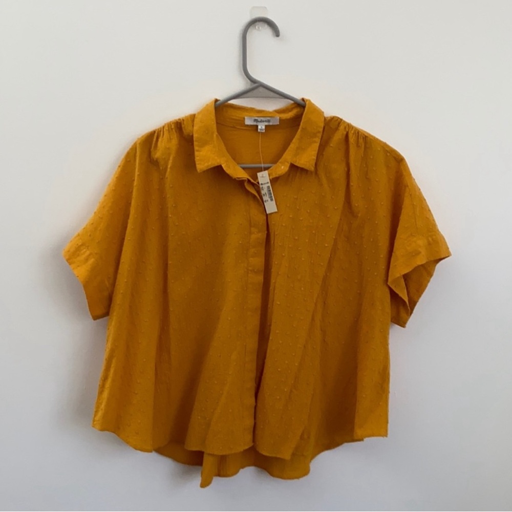 Madewell Clip Dot Hilltop Blouse in Yellow